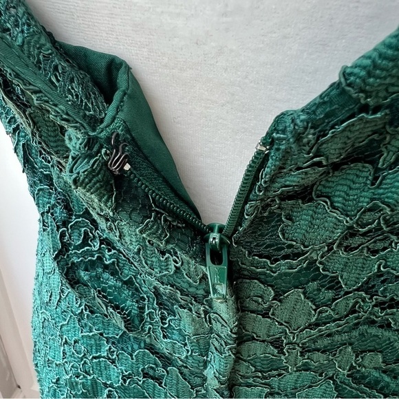 Women’s Formal Midi Dress Davids Bridal Green Juniper Lace Halter A-Line Size 6 - Picture 6 of 9